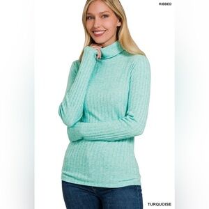 Zenana Turquoise Turtleneck Sweater